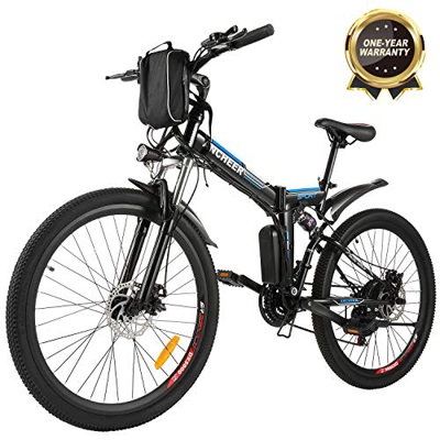 BIKFUN Bicicleta eléctrica, 20"/26" Ebike para Adulto, Batería de Litio-Ion(36V, 8Ah), 250W, Transmisión de Velocidad Shimano 7 (26 Aventuras Negras)