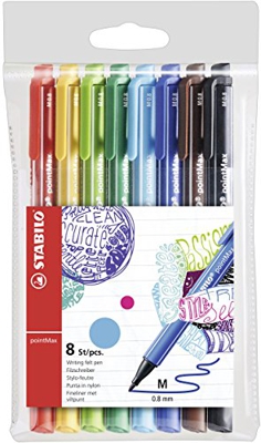 Rotulador punta media 0,8 STABILO pointMax - Estuche con 8 colores