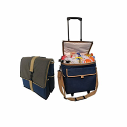 BE COOL Nevera Plegable con Ruedas 30 litros Carro térmico, Azul/Beige, 30L en oferta