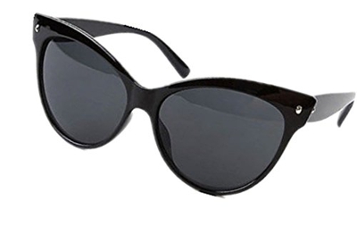 Ardisle Gato Ojo Gafas de sol Ojo de gato Señoras Mujeres Retro Vintage Shades Oversized Diseñador Grande (Negro brillante)