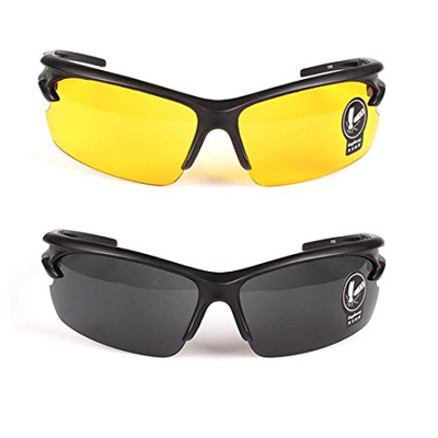 2 Pares Gafas de Sol Unisex Visión Nocturna Lentes Amarillas Sin Polarizar Antideslumbrante Protección UV400 Conducción Disparos de Pesca Esquí de Caz