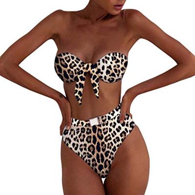 Qingsiy Bikini Mujer 2019 Push up Traje de Baño Leopardo de Verano Bikini para Mujer Conjunto de Ropa de Playa Informal Dama Traje de Baño Bikini Muje
