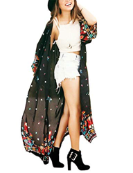 Túnica larga para mujer, de gasa, tipo kimono, cárdigan, vestido, con estampado floral, para llevar con bikini, ideal para verano Estilo 20 Talla únic características