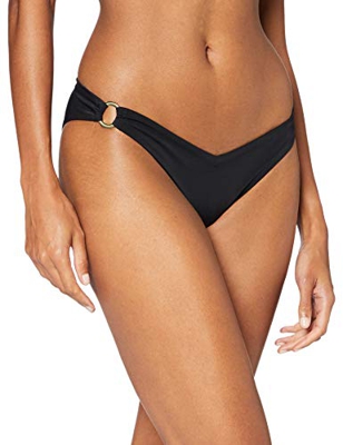 Marca Amazon - IRIS & LILLY Braguita brasileña de bikini escotada mujer, Multicolor (Negro), M, Label: M
