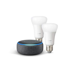 Echo Dot (3.ª generación), tela de color antracita + Philips Hue White Pack de 2 bombillas LED inteligentes, compatible con Bluetooth y Zigbee, no se  precio