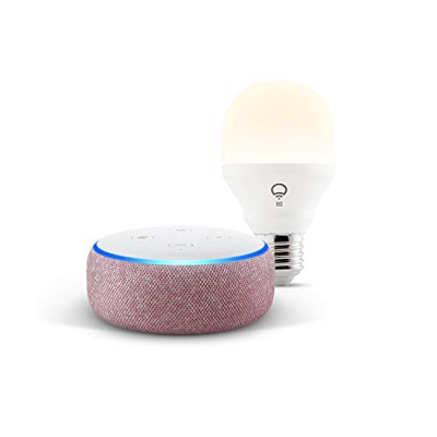 Echo Dot (3.ª generación), Tela de color malva + bombilla inteligente LIFX Blanco