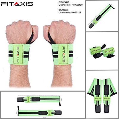 FITAXIS Muñequeras | Wrist Wraps/Bands for Gimnasio Fitness Crossfit Weightlifting para Hombres y Mujeres (Green/Black, 18")