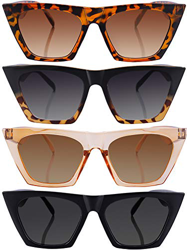 Frienda 4 Pares de Gafas de Sol Cuadradas Vintage con Ojo de Gato Gafas de SOl Unisex Gafas de Sol Retro Cateye para Mujeres y Hombres características