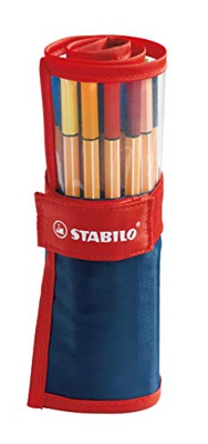 Rotulador puntafina STABILO point 88 - Estuche premium de tela Rollerset con 25 colores