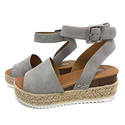 Sandalias Mujer Verano 2032 cáñamo Fondo Grueso Sandalias Punta Abierta Cuero Fondo Plano Zapatos Bohemias Romanas Hebilla Zapatillas en oferta