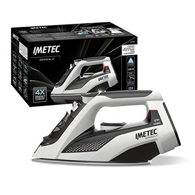 Imetec Zerocalc - Plancha con tecnología antical, Placa de cerámica de alta fluidez, 2400 W, golpe Vapor 160 G, dispositivo antigoteo tecnología Bajo 