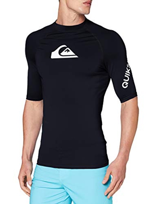 Quiksilver All Time-Licra De Manga Corta con Protección Solar UPF 50 para Hombre, Black, S