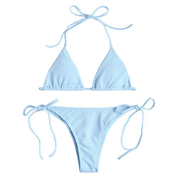 ZAFUL - Bikini acolchado para mujer azul claro L precio