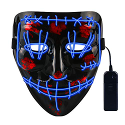 CENOVE Máscara LED Halloween, la Purga Mascara LED con 3 Modos de Iluminación, Mascara la Purga LED para Fiestas de Disfraces Cosplay Carnaval-Azul precio