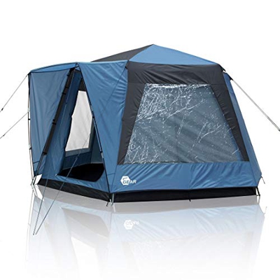 your GEAR Tienda Ponza 400 Ø 4 x 2,3 m Tienda para Grupos Festivales Familiar Altura de pie Suelo Cosido Resistente al Agua 5000 mm Gris Azulado