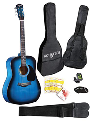 Guitarra Acústica ACUSTIKA F310 - Guitarra Acústica Sin Recorte de 41 (105x40x10) cm en Madera - 6 Cuerdas de Acero, color Azul Brust. en oferta