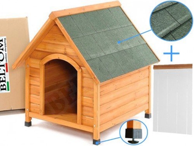 Beltom De Madera Perrera Casa del Perro Refugio Small/pequeño + PVC Carpa/Puerta - Small