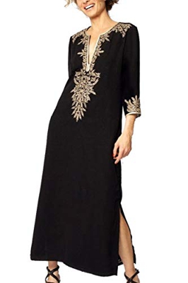 L-Peach Vestido Largo Bordado de Playa Pareo Bikini Cover Up para Mujer