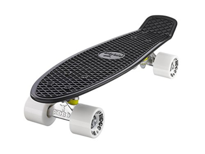 Ridge Skateboard 55 cm Mini Cruiser Retro Stil In M Rollen Komplett U Fertig Montiert, Unisex, Negro/Blanco (Noir/Blanc)