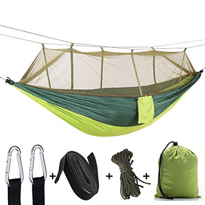 Portátil Hamaca con Mosquitera, Ultraligero Impermeable Nylon Hamacas Colgantes Lona Tienda Tela de picnic, Hamaca Exterior con Correas de los árboles