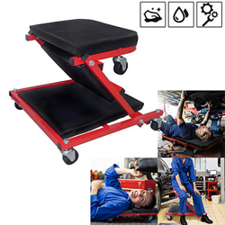 Froadp - 2 en 1 para coche, taburete de taller, tumbona de montaje, tumbona con ruedas de hasta 150 kg, 6 ruedas giratorias 360°, color negro características