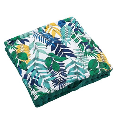 Douceur d'Intérieur Cojín de Suelo, 45 x 45 x 10 cm, algodón, diseño de Paja, Multicolor, 60 x 60 x 10 cm
