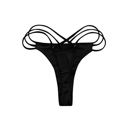 Fossen Brasileno Bikini Tangas Mujer Playa Traje de baño Bikinis Bottoms (L, Negro)