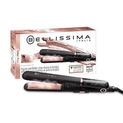 Imetec Bellissima My Pro Steam B28 100 - Plancha para cabello con vapor profesional, efecto liso anti-encrespado, revestimiento en cerámica, temperatu