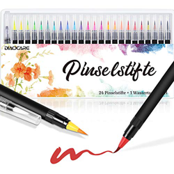 Rotuladores Pincel,DIAOCARE Set de 24 Rotuladores Acuarelables y 1 Pincel de Agua,Rotuladores Pincel con tinta acuarelable,Punta Suave,no toxica,Perfe en oferta