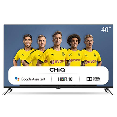 CHiQ Televisor Smart TV LED 40 Pulgadas, FHD, HDR10/HLG, Android 9.0, WiFi, Bluetooth, Google Assistant, Netflix, Prime Video HDMI, USB - L40H7A