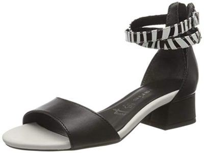 Tamaris 1-1-28220-24, Sandalia con Pulsera para Mujer, Negro y Blanco 005, 39 EU