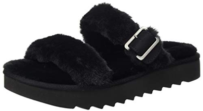 Koolaburra by UGG Women's Furr-Ah Sandal, Black, 37 EU
