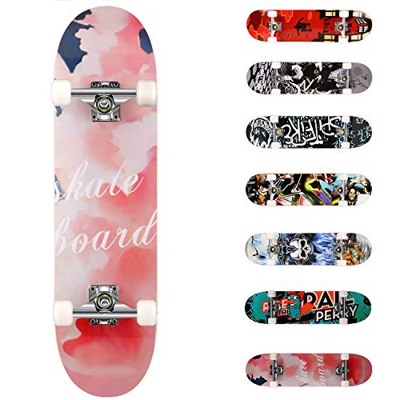 WeSkate Completo Skateboard 31"x8" 7 Capas Monopatín de Madera de Arce Skateboards con rodamientos ABEC-7 de 7 para Principiantes Niñas Niños Adolesce