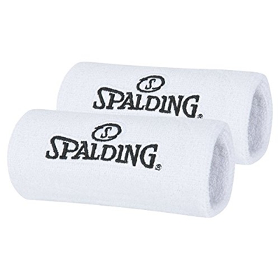 Spalding - Muñequeras, color blanco, talla única (pack de 2 unidades)