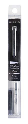 Herbin 22100T - Pluma estilográfica con bomba (0,7 mm, cuerpo transparente, incluye bomba y cartucho de tinta)