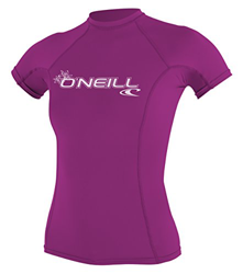 ONEILL WETSUITS O'Neill - Camiseta de Neopreno para Mujer con protección UV, Manga Corta, Cuello Redondo Rosa Fox Pink Talla:Large en oferta