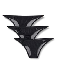 Marca Amazon - Iris & Lilly Braga Brasileña de Microfibra Mujer, Pack de 3, Negro (Black Beauty), S, Label: S en oferta