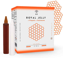 Jalea Real con Propóleo Vitamina C y Equinacea. 2000mg Vial 10ml. Vitaminas para el cansancio. Complejo Vitamínico Refuerza el Organismo frente a camb características