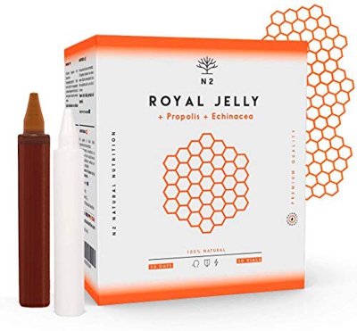 Jalea Real con Propóleo Vitamina C y Equinacea. 2000mg Vial 10ml. Vitaminas para el cansancio. Complejo Vitamínico Refuerza el Organismo frente a camb