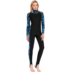 XDXART Traje de baño de una pieza con capucha de manga larga para mujer, traje de surf de pierna corta, protección UV, protector solar (azul agua, XL) precio