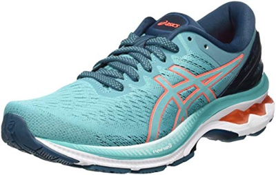 Asics Gel-Kayano 27, Sneaker Womens, Techno Cyan/Sunrise Red, 39.5 EU