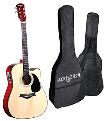 Guitarra electroacústica ACUSTIKA F315E - Guitarra electroacústica recortada de 41 (105x40x10) cm en madera - 6 cuerdas de acero, color natural.