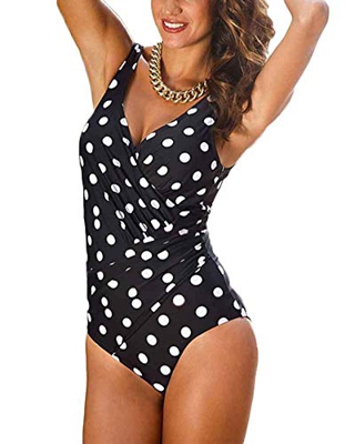 Mujer Bañador Tallas Grandes Traje de Baño de Una Pieza Cuello V Sin Respaldo Ropa de Baño Push-up One Piece Vestido Traje Baño Blanco XXXXL