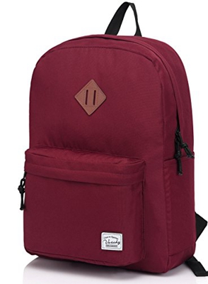 VASCHY Mochilas Escolares,Mochila Hombre Mujer Livianas Casual Resistente Al Agua Mochila Vintage 20 litros para Universidad Borgoña