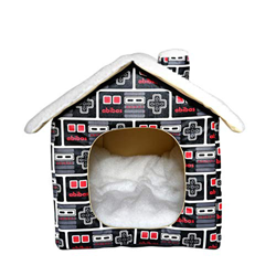 Riosupply Caseta para Gatos, caseta para Perros, Cama para Mascotas, casa para Mascotas con Chimenea Caseta para Gatos de Lana de Cordero cálida características