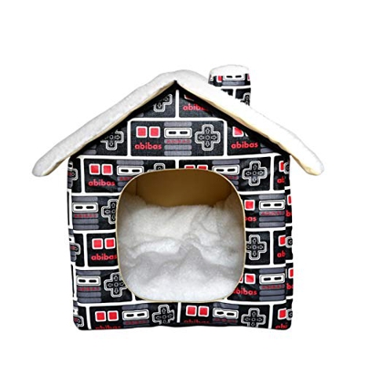 Riosupply Caseta para Gatos, caseta para Perros, Cama para Mascotas, casa para Mascotas con Chimenea Caseta para Gatos de Lana de Cordero cálida