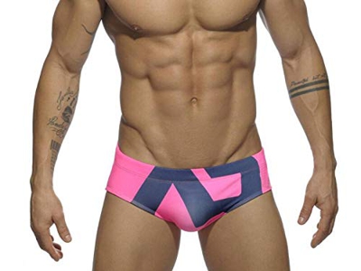 STaemin Boxeadores Calzoncillos Bañador de triángulo para Hombre, Traje de baño Sexy Europeo y Americano, Pantalones Cortos Estampados-Rosado_L