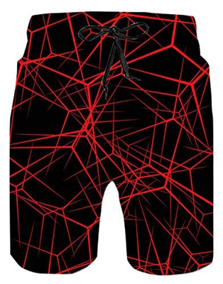 Spreadhoodie Laberinto Pantalones Cortos Natacion para Hombre Traje de Bano Bañador Estilo Bermuda con Estampado de Flores para natación Surf Rojo S