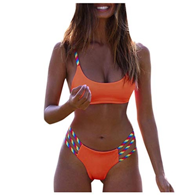 Fossen Bikinis Mujer 2020 Brasileños Push Up - Bikinis Mujer Braga Alta,Traje de Baño de Dos Piezas Estampado de Cintura Alta Bañador