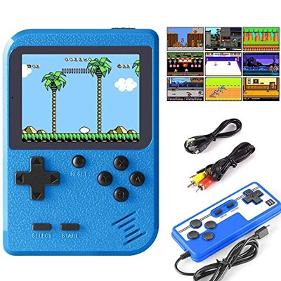 HMEDA Consola de Juegos Portátil, Juegos Electrónicos Portátiles 3 Pulgadas 500 Juegos Retro FC Game Player Consola de Juegos y Conexión de TV con Bat